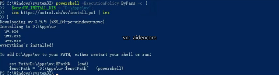 Uv Powershell Install Windows 安装 uv 并指定安装目录 - 图文 - ONEUE